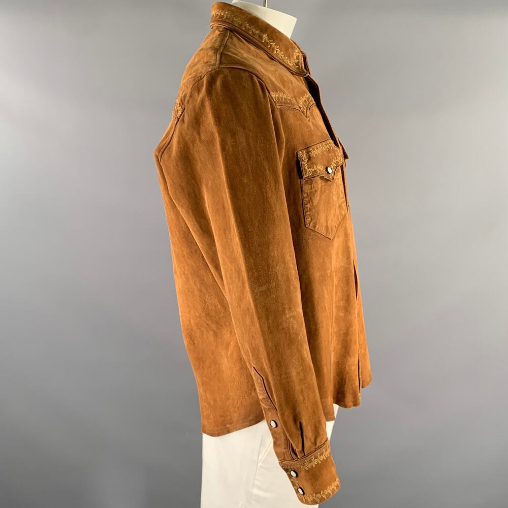 RRL by RALPH LAUREN Size XL Brown Embroidered Suede Western Jacket - Picture 3 of 9